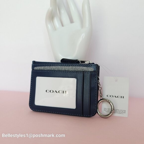 COACH Mini Skinny ID Card Case in Denim Signature- Deep Blue multi color⭐ - Picture 8 of 16